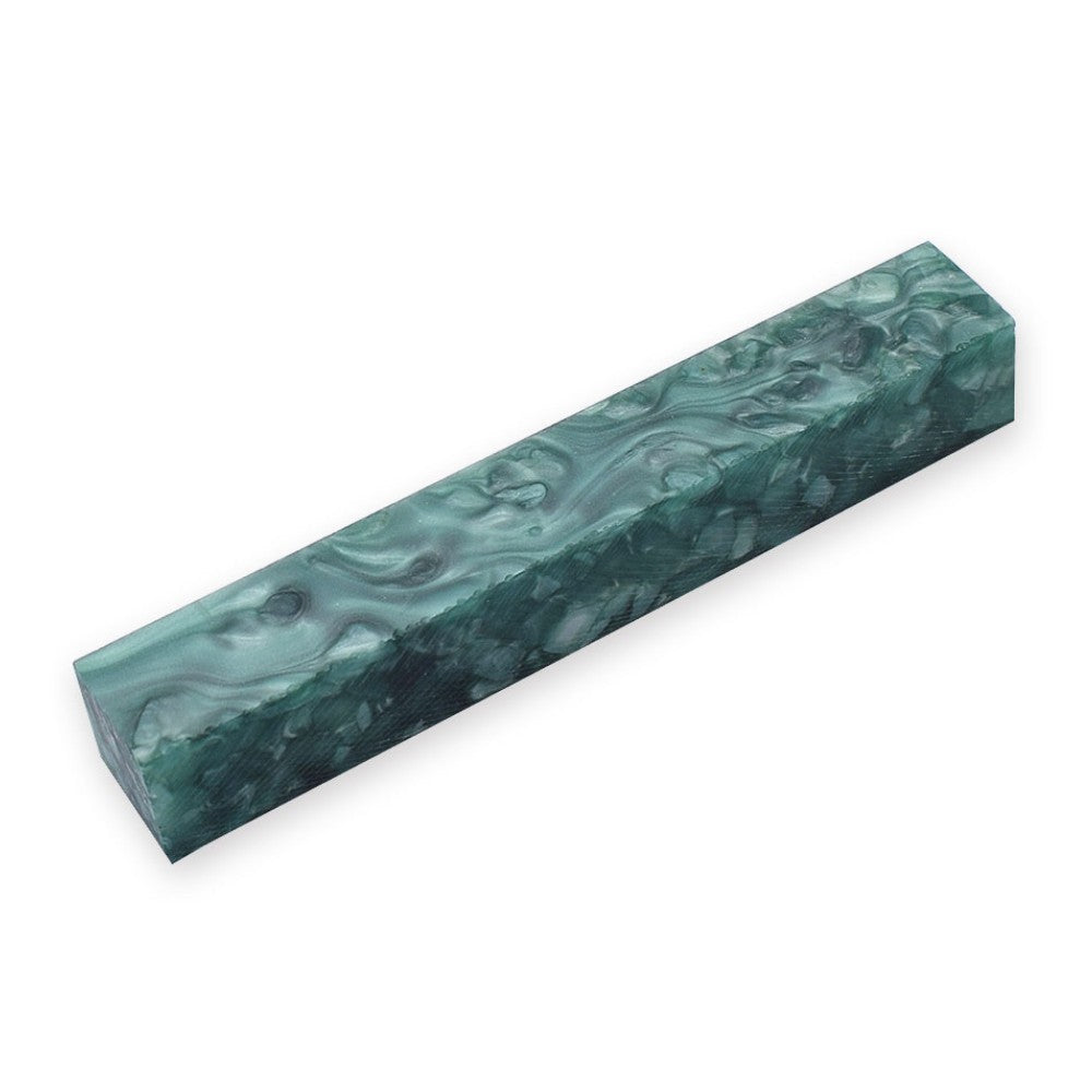 Pen blank - Acryl - 130x20x20 mm - Grün mit weißer Marmorierung - Pfeifenecke